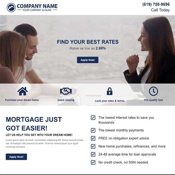 Mortgage Apply Now Landing Page